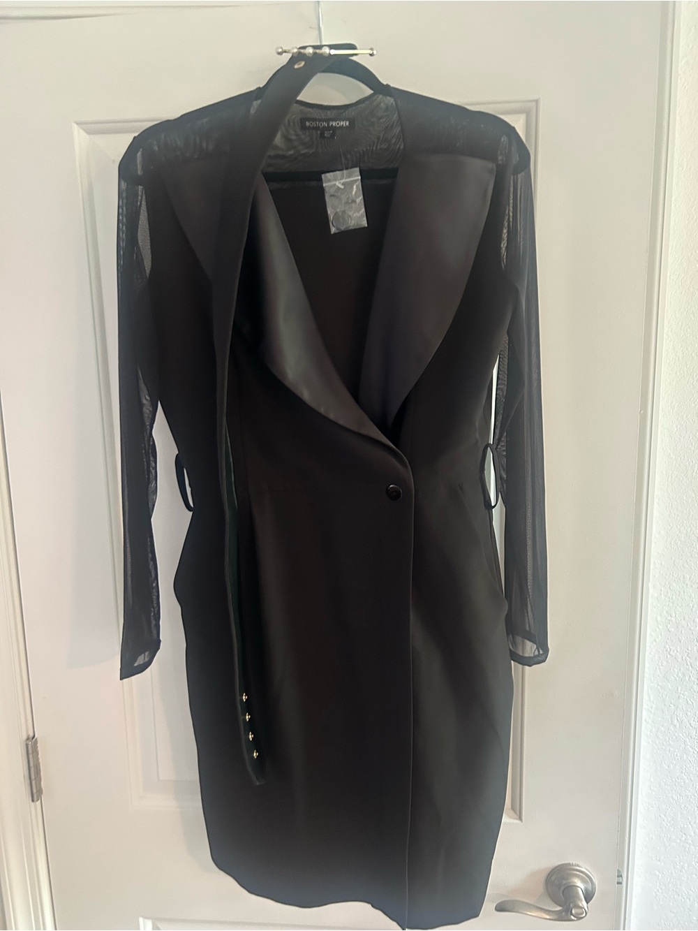 Boston Proper Black Sheer Mesh sleeve dress size 8 - Picture 2 of 3